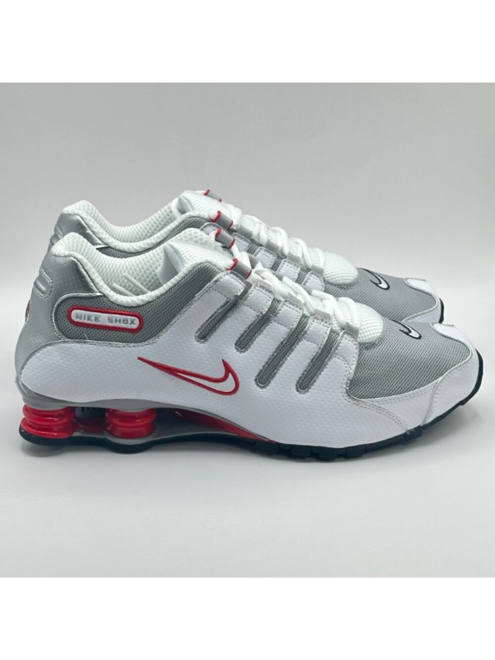 Men'sNike Shox NZ  White Sport Red Metallic Silver 378341-104 Size 10.5 NEW - Picture 4 of 10